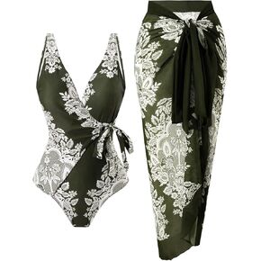 Women's One-Piece Swimsuits with Beach Cover Up Retro Swimsuit for Women with Cover Up Bathing Suits for Women