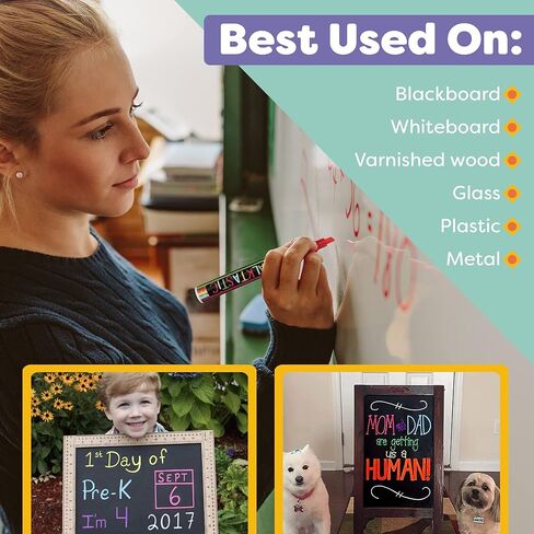 Chalk Markers, Chalkboard Markers with Reversible 6mm Fine or Chisel Tip, Erasable Liquid Chalk Markers for Menu Board, Glass, Blackboard, Window, Signs, Bistro, Car (Pastel - 18 Pack) in Kuwait