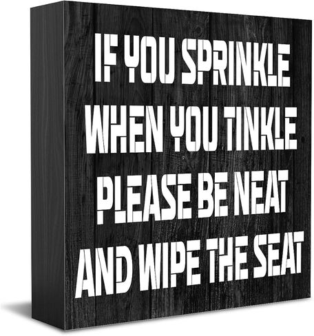 Funny Bathroom Sign Bathroom Decor Desk Decor Wooden Box Sign Rustic Black Wood Block Plaque Box Sign for Home Farmhouse Restroom Toilet Shelf Table Decoration If You Sprinkle When Tinkle Sign in Saudi Arabia