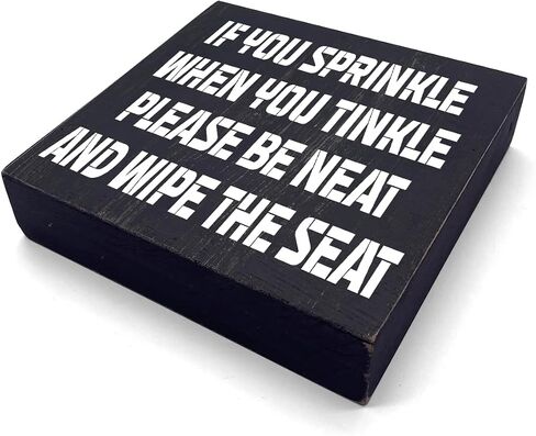 Funny Bathroom Sign Bathroom Decor Desk Decor Wooden Box Sign Rustic Black Wood Block Plaque Box Sign for Home Farmhouse Restroom Toilet Shelf Table Decoration If You Sprinkle When Tinkle Sign in Saudi Arabia