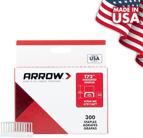 Arrow 721189 T72 Heavy Duty Steel Insulated Staples for Installing Cable/Wiring, 11/32-Inch Leg Length, 19/32-Inch Crown, 300-Pack in Saudi Arabia