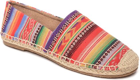 حذاء Pam Espadrille للسيدات من Minnetonka - مصنوع يدويًا ببطانة من نسيج الجلد السويدي الدقيق، ونعل خارجي مطاطي من MinnFLEX، ونسيج مرن، وجزء علوي من القماش المنقوش، ونعل داخلي مبطن in Saudi Arabia
