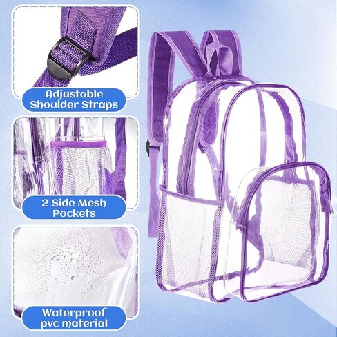 Amylove 6 Pcs Clear Backpack bulk for Stadium Events Heavy Duty PVC Transparent Bookbag for College Workplace Security (17 Inches,Pure Black) in Saudi Arabia
