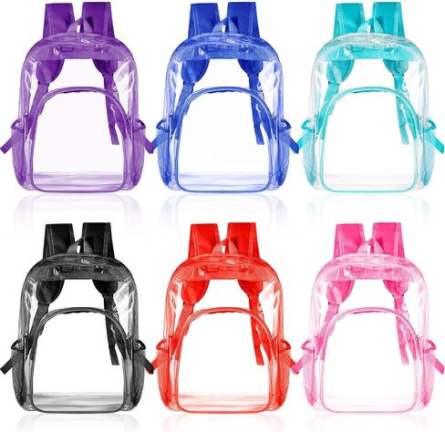 Amylove 6 Pcs Clear Backpack bulk for Stadium Events Heavy Duty PVC Transparent Bookbag for College Workplace Security (17 Inches,Pure Black) in Saudi Arabia