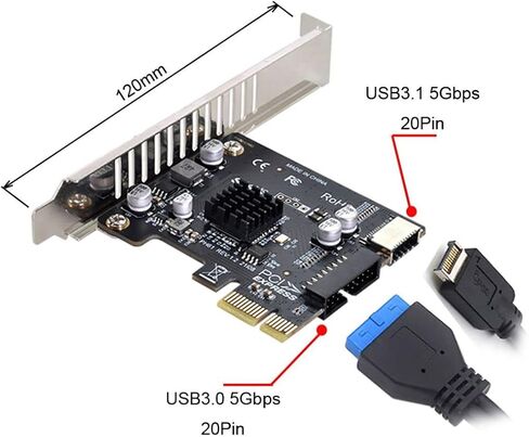 محول بطاقة توسيع Chenyang PCI-E X4 إلى USB 3.2 Type-E بمقبس اللوحة الأمامية PCI Express Gen2 بسرعة 20 جيجابت في الثانية in Kuwait
