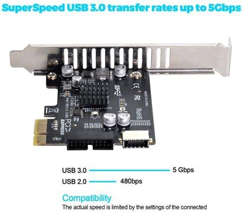 محول بطاقة توسيع Chenyang PCI-E X4 إلى USB 3.2 Type-E بمقبس اللوحة الأمامية PCI Express Gen2 بسرعة 20 جيجابت في الثانية in Kuwait