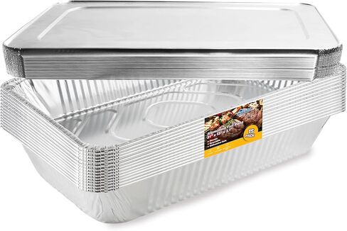 EHOMEA2Z Large Aluminum Pans With Lids Disposable Full Heavy Duty Roasting, Broiling, Baking, Catering Pans 21x13x3 (15, Full-Size w/Lids) in Saudi Arabia