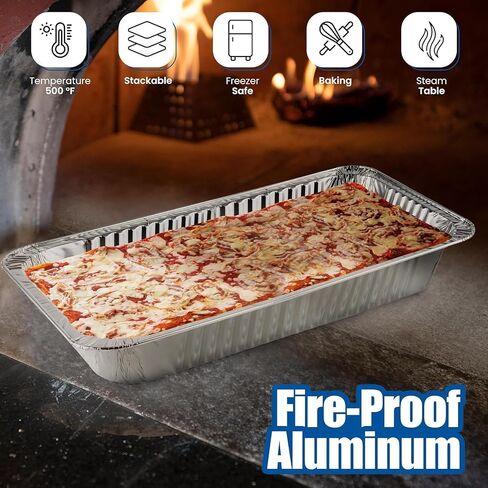 EHOMEA2Z Large Aluminum Pans With Lids Disposable Full Heavy Duty Roasting, Broiling, Baking, Catering Pans 21x13x3 (15, Full-Size w/Lids) in Saudi Arabia