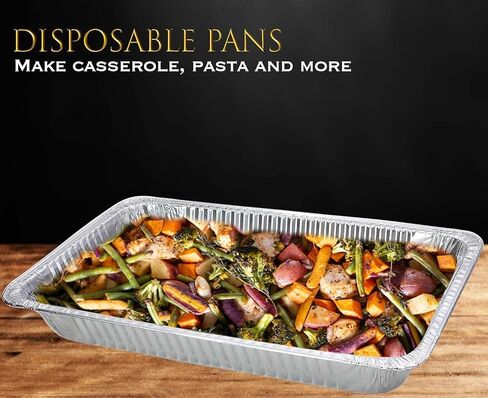 EHOMEA2Z Large Aluminum Pans With Lids Disposable Full Heavy Duty Roasting, Broiling, Baking, Catering Pans 21x13x3 (15, Full-Size w/Lids) in Saudi Arabia