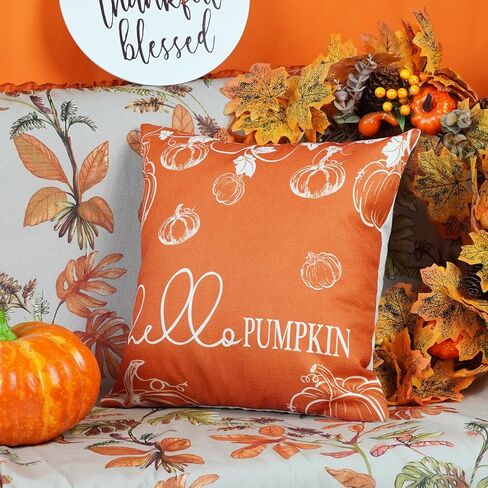 ONWAY سقوط رمي وسادة يغطي 12x20 مجموعة من 2 مزرعة مرحبا سقوط اليقطين أوراق القيقب الزينة في الهواء الطلق الفناء الخريف غطاء وسادة موسمية للأريكة الأريكة سرير المنزل in Kuwait