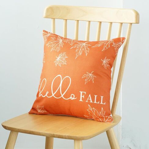 ONWAY سقوط رمي وسادة يغطي 12x20 مجموعة من 2 مزرعة مرحبا سقوط اليقطين أوراق القيقب الزينة في الهواء الطلق الفناء الخريف غطاء وسادة موسمية للأريكة الأريكة سرير المنزل in Kuwait