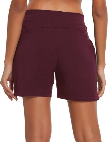 BALEAF Women's Cotton Yoga Shorts Sweat Athletic Lounge Beach Shorts Jersey Pull On with Drawstring Pockets Summer Black Size S in Saudi Arabia