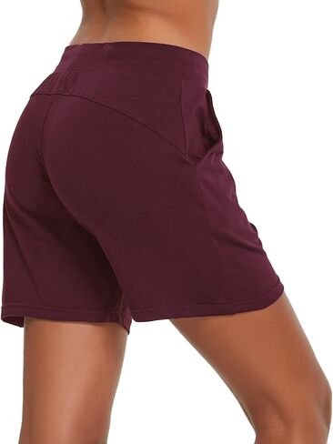 BALEAF Women's Cotton Yoga Shorts Sweat Athletic Lounge Beach Shorts Jersey Pull On with Drawstring Pockets Summer Black Size S in Saudi Arabia