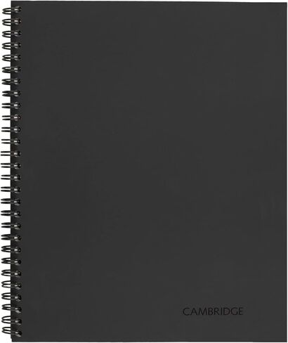 Cambridge Notebook، دفتر أعمال، 8-1/4 بوصة × 11 بوصة، 80 ورقة، مسطرة، ملاحظات الاجتماعات، غطاء مرن، سلكي، رمادي (06132) in Kuwait