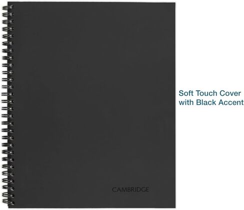 Cambridge Notebook، دفتر أعمال، 8-1/4 بوصة × 11 بوصة، 80 ورقة، مسطرة، ملاحظات الاجتماعات، غطاء مرن، سلكي، رمادي (06132) in Kuwait