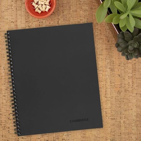 Cambridge Notebook، دفتر أعمال، 8-1/4 بوصة × 11 بوصة، 80 ورقة، مسطرة، ملاحظات الاجتماعات، غطاء مرن، سلكي، رمادي (06132) in Kuwait