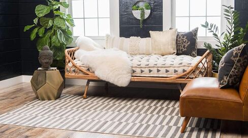 Unique Loom Williamsburg Collection Casual Transitional Thick Alternating Stripes Area Rug, 6 x 9 ft, Black/Beige in Saudi Arabia