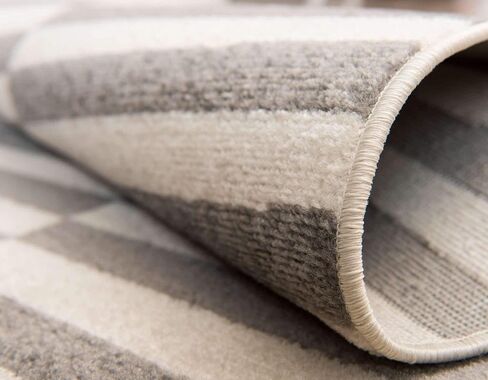 Unique Loom Williamsburg Collection Casual Transitional Thick Alternating Stripes Area Rug, 6 x 9 ft, Black/Beige in Saudi Arabia