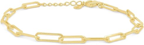 AFFY 7" Length +1" Adjustable Paper Clip Chain Bracelet In 14K Rose Gold Plated 925 Sterling Silver Jewelry For Women in Saudi Arabia