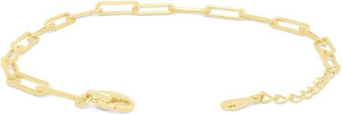 AFFY 7" Length +1" Adjustable Paper Clip Chain Bracelet In 14K Rose Gold Plated 925 Sterling Silver Jewelry For Women in Saudi Arabia