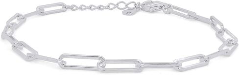 AFFY 7" Length +1" Adjustable Paper Clip Chain Bracelet In 14K Rose Gold Plated 925 Sterling Silver Jewelry For Women in Saudi Arabia