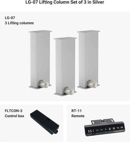 نظام عمود الرفع الكهربائي القابل للتعديل من PROGRESSIVE AUTOMATIONS 440 رطلاً - نطاق الارتفاع من 24 بوصة إلى 56 بوصة - حامل الجلوس 24 فولت تيار مستمر، عمود مكتب ثلاثي المراحل. مجموعة من 4 أعمدة وصندوق التحكم وجهاز التحكم عن بعد. لون أسود in Kuwait