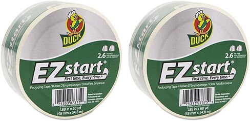 شريط تغليف Duck EZ Start، 6 بكرات، 330 ياردة، شريط تغليف شفاف للبريد والنقل والشحن والتخزين، بكرات إعادة تعبئة شريط بدء هادئة وسهلة للصناديق والشحن، 1.88 بوصة × 55 ياردة. (287862) in Saudi Arabia