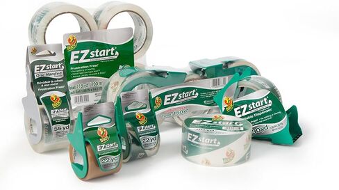 شريط تغليف Duck EZ Start، 6 بكرات، 330 ياردة، شريط تغليف شفاف للبريد والنقل والشحن والتخزين، بكرات إعادة تعبئة شريط بدء هادئة وسهلة للصناديق والشحن، 1.88 بوصة × 55 ياردة. (287862) in Saudi Arabia