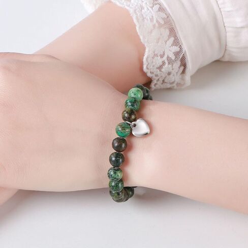 Gifts for Mom Natural Stone Bracelet for Women Mom Mother in Law Heart Charm Agate Bead Bracelets Gifts for Mothers Day Birthday Anniversary Christmas in Saudi Arabia