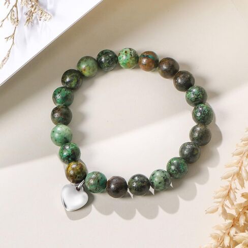 Gifts for Mom Natural Stone Bracelet for Women Mom Mother in Law Heart Charm Agate Bead Bracelets Gifts for Mothers Day Birthday Anniversary Christmas in Saudi Arabia