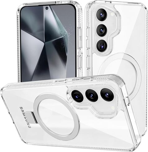 حامل حلقي مغناطيسي من STERKER لهاتف Samsung Galaxy S23 [حماية من السقوط من الدرجة العسكرية] [متوافق مع المغناطيسي] مع مسند، حافظة نحيفة شفافة غير لامعة لهاتف S23، أزرق فاتح in Saudi Arabia