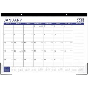 2024-2025 Desk Calendar - Desk Calendar 2024-2025, July 2024 - December 2025, 17" x 12", 18 Monthly Desk/Wall Calendar 2-in-1, Thick Paper with Corner Protectors, Large Ruled Blocks - Blue