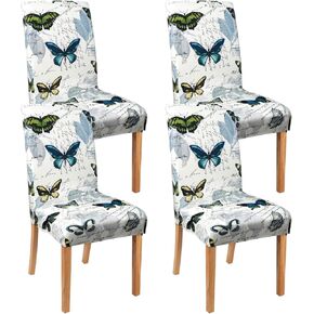 Butterfly Dining Room Chair Covers Set of 4, Vintage Farmhouse Butterfly Dining Chair Covers, Stretch Removable Washable Dining Chair Covers for Holiday Kitchen Dining Room Decor