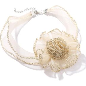 JAVARNV Flower Choker Necklace for Women Black Choker Necklace Bohemian Flower Chain Necklace Wedding Valentine Christmas Jewelry Gift for Women Girls