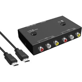 Dingsun 2Port AV to HDMI Converter, Will Convert Input Analog Aignals to a Digital Output Signal, Built-in 16:9/4:3 Adjustment, Perfect for Old Video Game Systems,PS,WII,Xbox,DVD,VHS