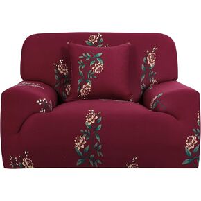 uxcell Stretch Sofa Cover Floral Printed Couch Slipcover for Sofas Loveseat Armchair Universal Elastic Furniture with One Pillowcase, Large