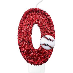 Baseball Number Candles, Birthday Cake Topper Decoration red Number 1, Suitable for Birthday Parties, Baseball Theme Parties and Anniversary Celebration Party Decorations (Number 1)
