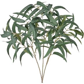 Briful Artificial Eucalyptus Willow Branches 33'' Tall Gray Fake Eucalyptus Stems Arrangement, Realistic Faux Greenery Stems, Indoor Plant, Home Housewarming Farmhouse Porch Vase Decor, Set of 6