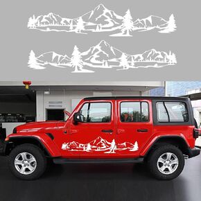 59" Mountain Forest Graphic Car Sticker for SUV Off-Road Truck Camper Transporter Decoration Body Side Door Universal Waterproof Vinyl Decal Accessories (2PCS) (Black)