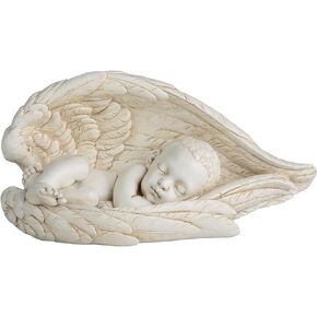 Sleeping Baby in Angel Wings Statue, 7inch Long Guardian Angel Wings Baby Catholic Gifts for Baby Baptism, Baby Showers