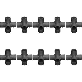 10PCS 6 Way Pipe Fittings 6 Way Elbow Fittings 6 Way Pipe Fittings PVC Plastic Pipe Corner Elbow Connector 20mm Inner Diameter (Black)