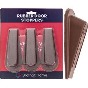Rubber Door Stopper | Heavy-Duty Wedge Doorstop Jam for Bottom of Door | Taller Design for Large Gaps, Smart Mold for Small Spaces, Strong, Solid Build | 3.3cm, Brown, 1 Pack