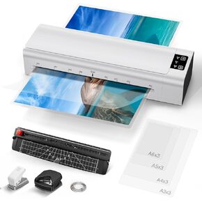 Laminator, 13 Inch Lamination Machine for A3/A4/A5/A6, with 6 in 1 Personal Desktop Cold & Hot A3 Laminating Machine, 60s Warm-Up Jam-Free laminator Machine with 12 Pouches for Office, School, Home