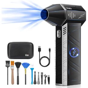 UZI Compressed Air Duster 150000RPM Electric Air Duster for Cleaning PC&Keyboard, 4 Speeds Adjustable Rechargeable Cordless Jet Dry Blower Air Blower for Home and Car,Outdoors,etc(Black+Orange)