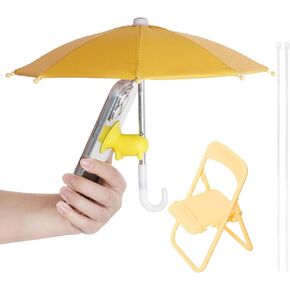Phone Umbrella for Sun, Universal Cell Phone Suction Cup Stand, Cover Sun Shield, Adjustable Piggy Suction Cup Phone Stand, Outdoor Cell Phone Sunshade Holder(Yellow)