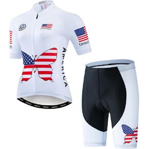 Women's Cycling Jersey Set Bike T-Shirt Reflective+5D Padded Shorts S-3XL