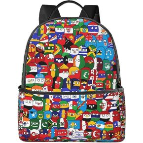Polandball Countryball World Map School Bag Large Capacity Student Backpack Lightweight Cycling Outdoor Travel Bag For Boys Girls