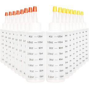 Youngever Set of 16 Plastic Squeeze Condiment Bottles with Tip Cap, HDPE Squeeze Condiment Bottles for Crafts, Food Art, Glue, Henna (2 Ounce)