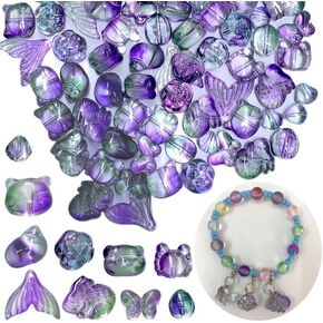 FAPUMOE Assorted Czech Glass Beads (100 PCS) for Jewelry Making, 10 Fixed Shapes of Animals or Insects Spacer Loose Beads for Most Major Charm Bracelets Friendship Gifts