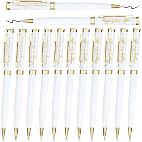 Fumete Wedding Pens Ballpoint Bridal Party Black Ink Twist Ballpoint Pens, Always and Forever Sign Wedding Pens for Bridal Shower Proposal Bachelor Slumber Party Game Favor(12 Pcs)